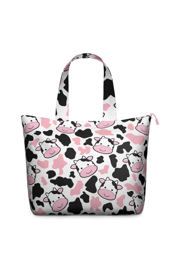 Funny Cow Travel Duffel, Bull Print Pattern Weekender Tote Bag, Highland Cow Design Lightweight Multipurpose Carry-on