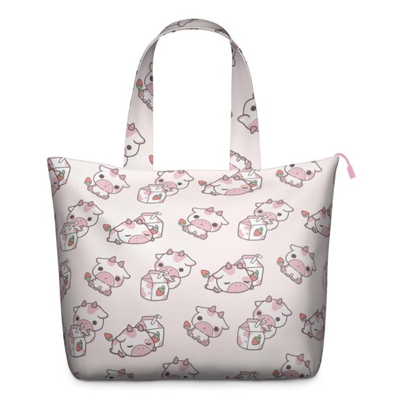 Funny Cow Travel Duffel, Bull Print Pattern Weekender Tote Bag, Highland Cow Design Lightweight Multipurpose Carry-on