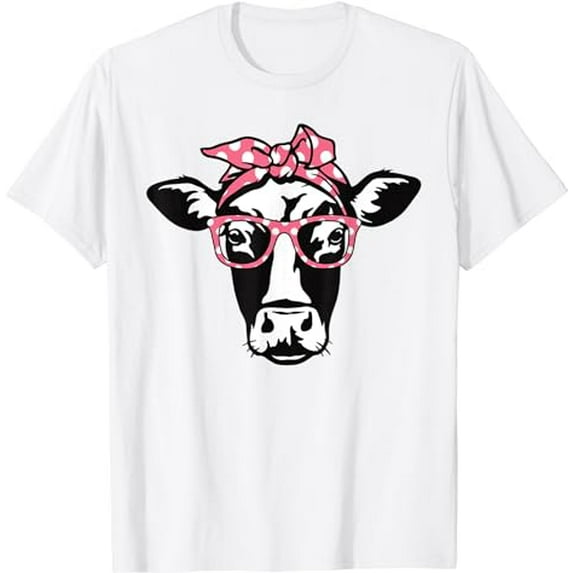 Funny Cow With Bandana Glasses Tshirt, Cute Cow Shirt T-Shirt
