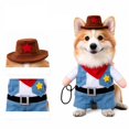 thumbnail image 1 of Funny Cowboy Dog Costume, Standing Pet Outfit with Hat and Denim Vest, Western Party Cosplay Apparel, for Small Medium Dogs Puppies Cats Photo Prop Dress Up, 1 of 7