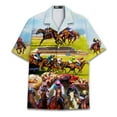 thumbnail image 1 of Funny Cowboy Horse Racing Hawaiian Shirt for Men Button Down Shirt Men Horse Gifts Men's Casual Button-down Shirts Mens, 1 of 7