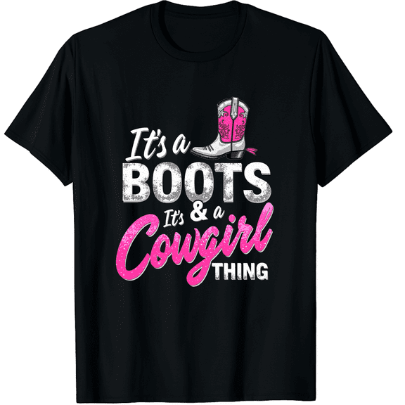 Funny Cowgirl Boots Bling Gift Cute Love Country Life Graphic Black T-Shirt for Men and Women