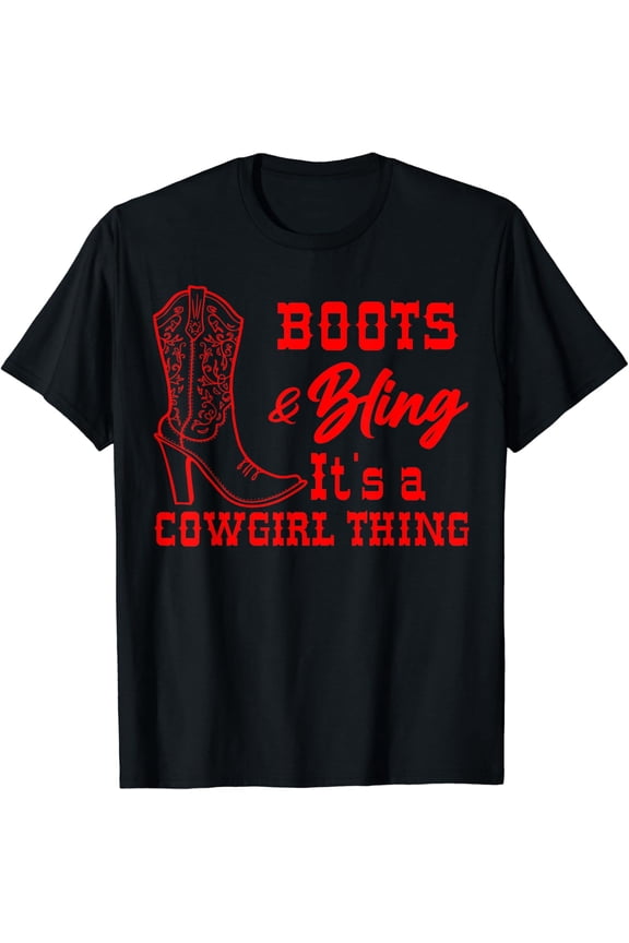 Funny Cowgirl Boots Bling Rodeo T-Shirt All Size S-5Xl