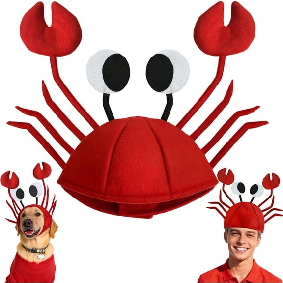 Funny Crab Hat, Lobster Seafood Hats Crazy Cap Day Costume Accessories for Pets Adults Dress Up Themed Party Supplies,Crab Feast Decor Halloween