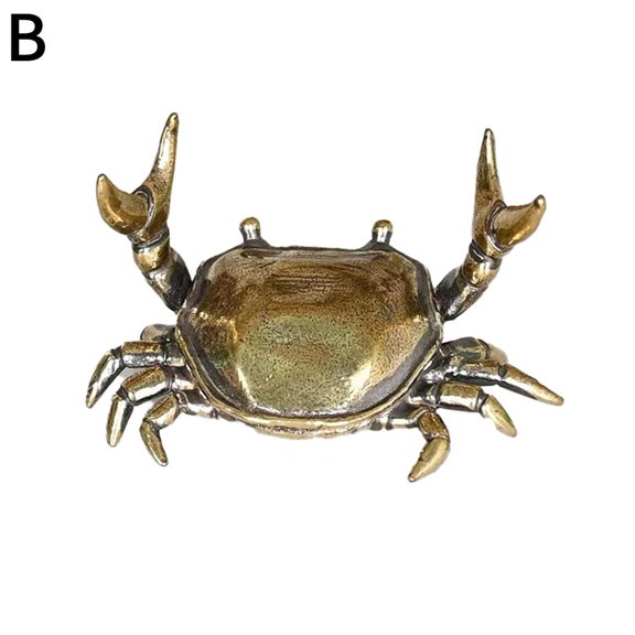 Funny Crab Pen Weightlifting Crab Desk Pen Stand,Brass Crab Pen Mini Crab Figurine,Feng Crab Bronze Shui Statu