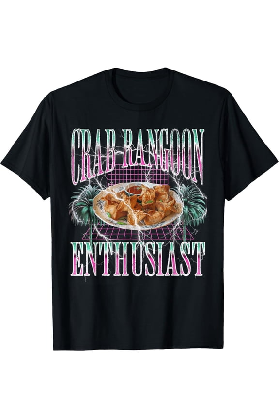 Funny Crab Rangoon Enthusiast Bootleg Flames T-Shirt