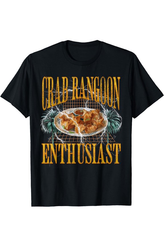 Funny Crab Rangoon Enthusiast Meme Bootleg Flames T-Shirt