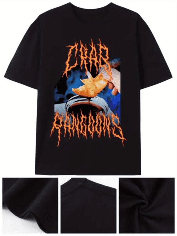 Funny Crab Rangoon Graphic T-Shirt, Unique Foodie Streetwear Tee, Casual Comfort Aesthetic Top, Humorous Asian Cuisine Apparel