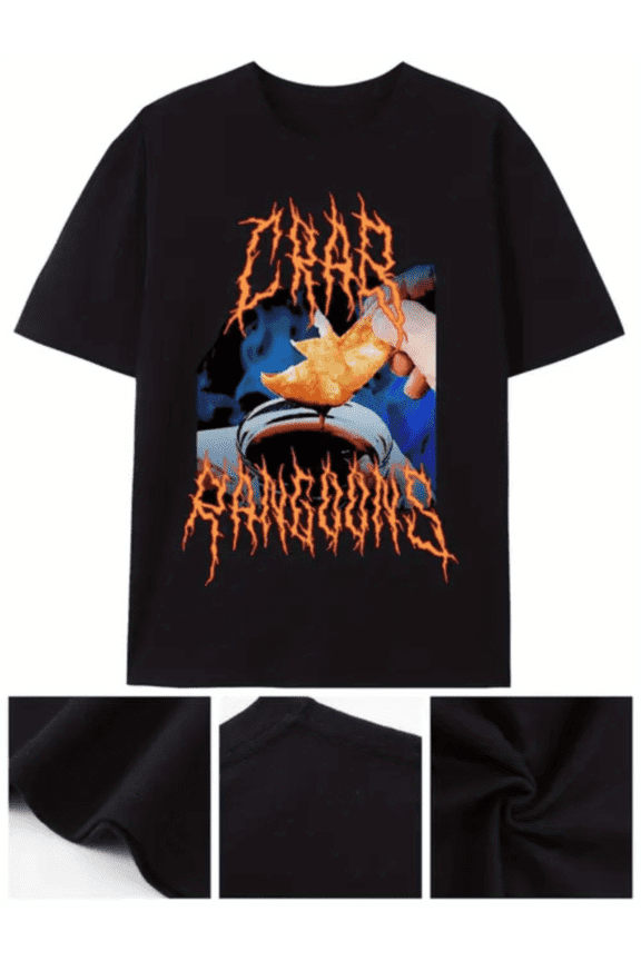 Funny Crab Rangoon Graphic T-Shirt, Unique Foodie Streetwear Tee, Casual Comfort Aesthetic Top, Humorous Asian Cuisine Apparel
