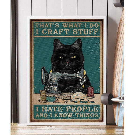 Funny Crafting Poster, Crafting Hobby Poster Cat Sewing Poster Craft Humor Poster, Introvert Poster Cat Lover Poster, Poster Only