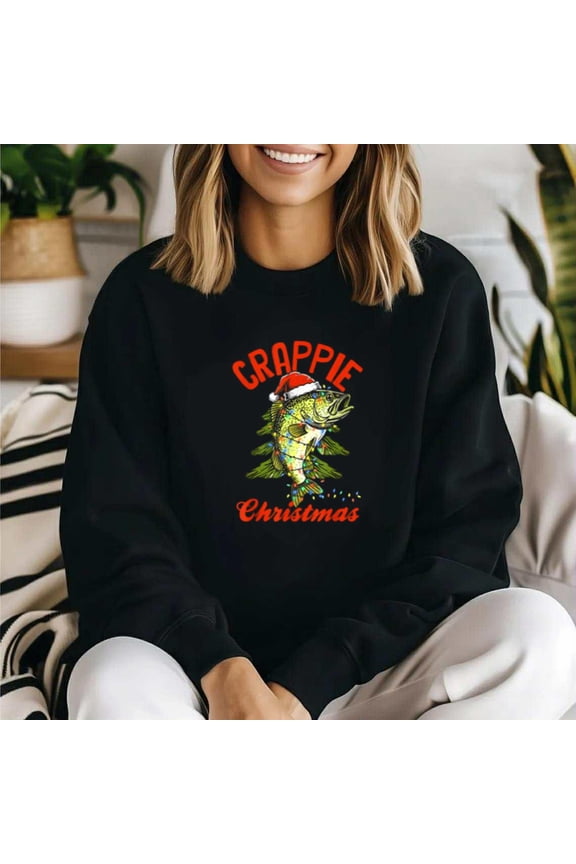 Funny Crappie Christmas Ugly Sweater Fishing Lover Holiday Angler Vibe Sweatshirt, for men & women, up to size 5XL.