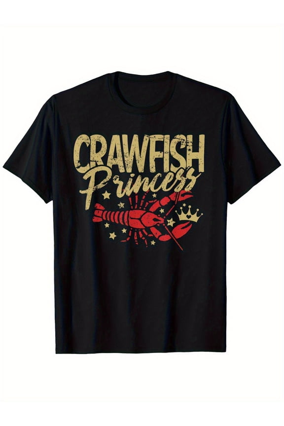 Funny Crawfish Princess T-Shirt for Women - Cute Seafood Boil Lover Gift Tee - Distressed Retro Style Apparel