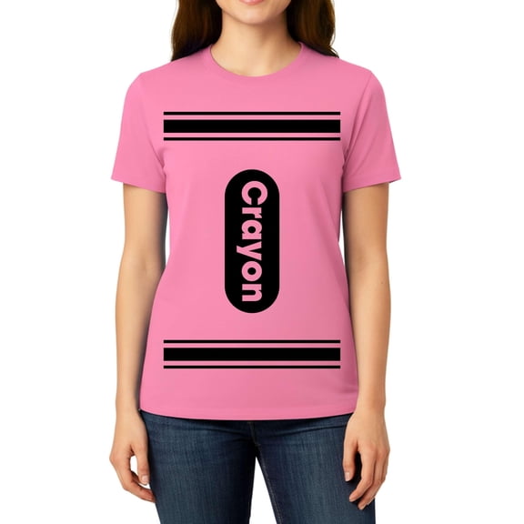 Funny Crayon Halloween Shirt, Costume T-Shirt for Women and Teens - Azalea, Medium