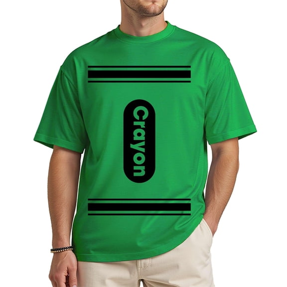 Funny Crayon Halloween Shirt, Unisex Costume T-Shirt for Adults and Teens - Green, XL