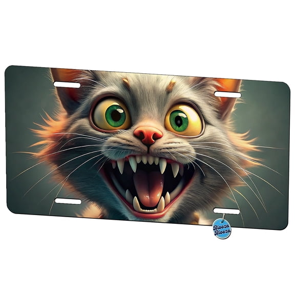 Funny Crazy Cat Metal Novelty License Plate