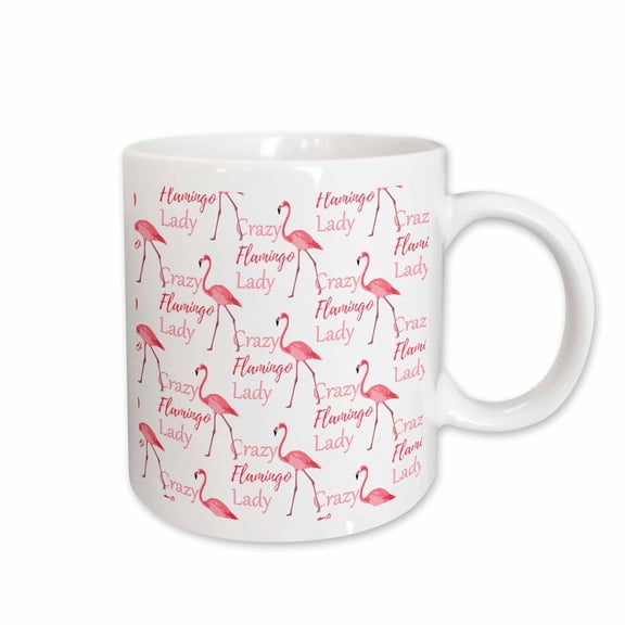 3drose, Funny Crazy Flamingo Lady Beach Pattern for Pink Flamingo Lovers., 11oz Mug