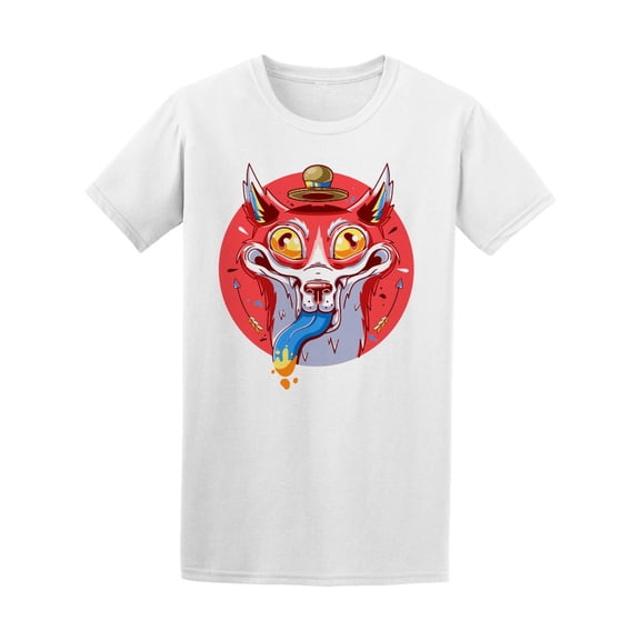 Funny Crazy Fox T-Shirt Men -Image by Shutterstock, Male Large