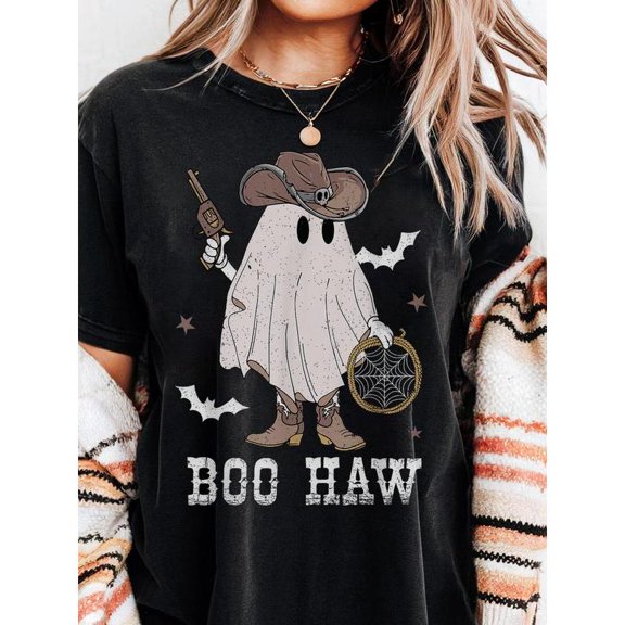 Funny - Creative Graphic Tee, Tops Has Witty “Ghost & Elements” Design, Round Neck Regular Fit T-shirts, Size(S-5XL)