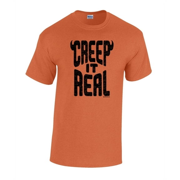 Funny Creep It Real Halloween Short Sleeve Adult T-Shirt-Antique Orang
