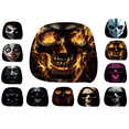 thumbnail image 1 of Funny Creepy Flaming Fire Skull Car Headrest Cover, Stretch Elastic Universal Auto Head Rest Protector, Halloween Prank Decorative Headrest Sleeve, 1 of 6
