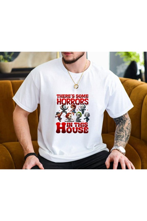 Funny Creepy House Horror Quote Retro Halloween T-shirt, for men & women, up to size 5XL.