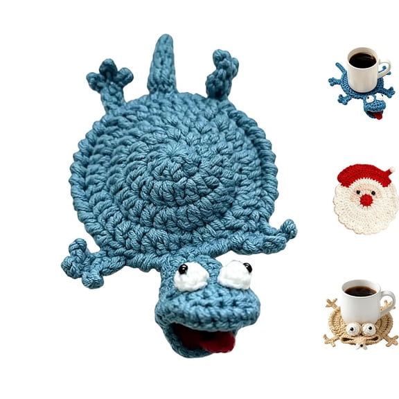 Funny Crochet Lizard Coasters, Handmade Crochet Lizard Coaster, Knitting Desktop Home Decor, Housewarming Gift for Daughter, Mom & Teacher (A)