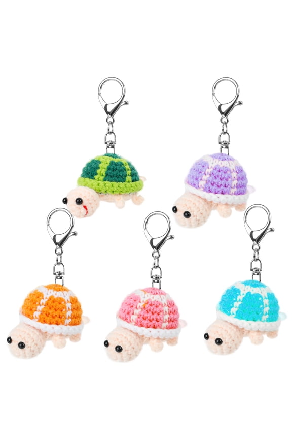 Funny Crochet Sea Turtle, 5 Pack Handmade Emotional Support Turtle Knitting Doll Gift With Detachable Keychain