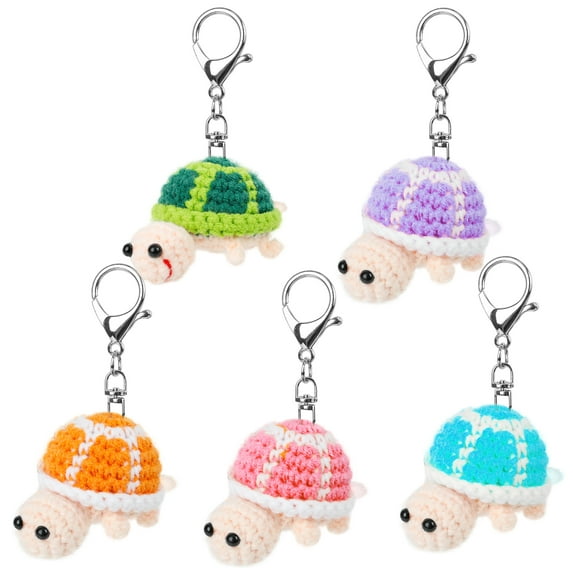 Funny Crochet Sea Turtle, 5 Pack Handmade Emotional Support Turtle Knitting Doll Gift With Detachable Keychain