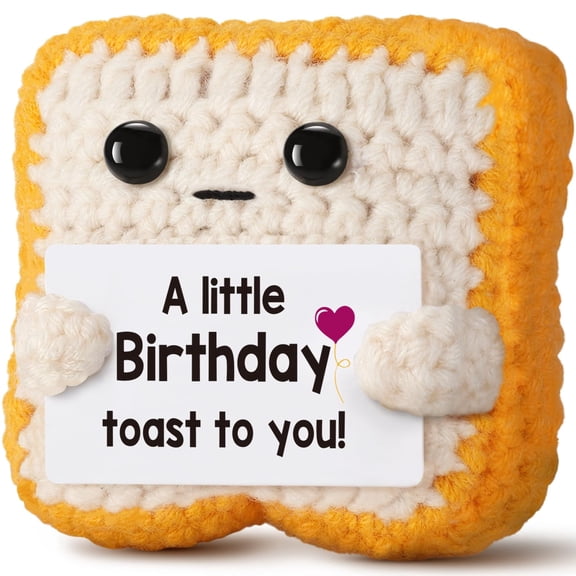 Funny Crochet Toast Birthday Gift Card - Unique Keepsake for Her & Him - Cute Easter Basket Stuffers for Daughter & Son - Handmade Small Decorative Gift