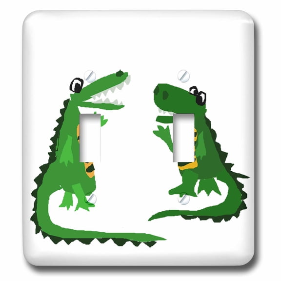 3dRose, Funny Crocodile Talking to Alligator, double toggle switch