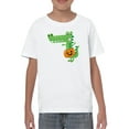 thumbnail image 1 of Funny Crocodile W Pumpkin  T-Shirt Juniors -Image by Shutterstock,  Small, 1 of 4