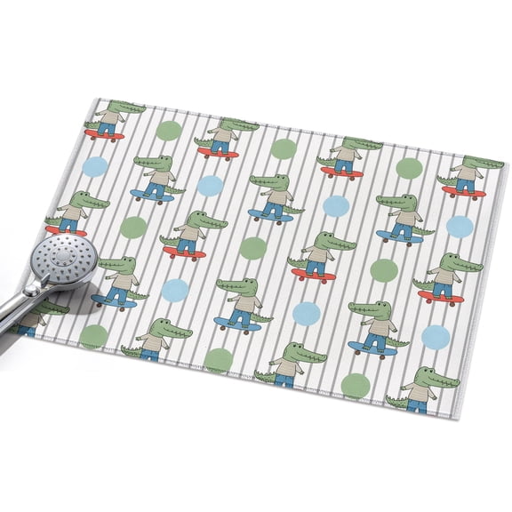 Funny Crocodile Washable Area Rug 2 x 3 ft Skateboard Polka Dots Cartoon Strips, Soft Non Slip Rugs Stain Repellent Indoor Felt Carpet for Living Dining Room Bedroom Home Office