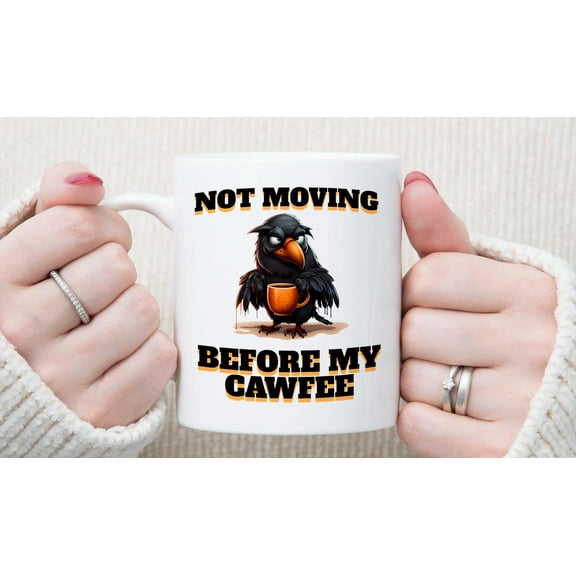 Funny Crow Cawfee Mug, Gothic Raven Coffee Cup Gift