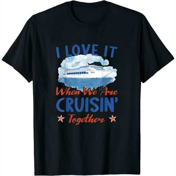 Funny Cruise Art Women Couple Cruising Ship Vacation T-Shirt Black Small