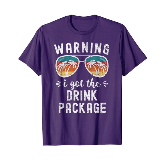 Funny Cruise Beach Vacation Warning T-Shirt with Drink Package Design for Relaxed Tropical Vibes