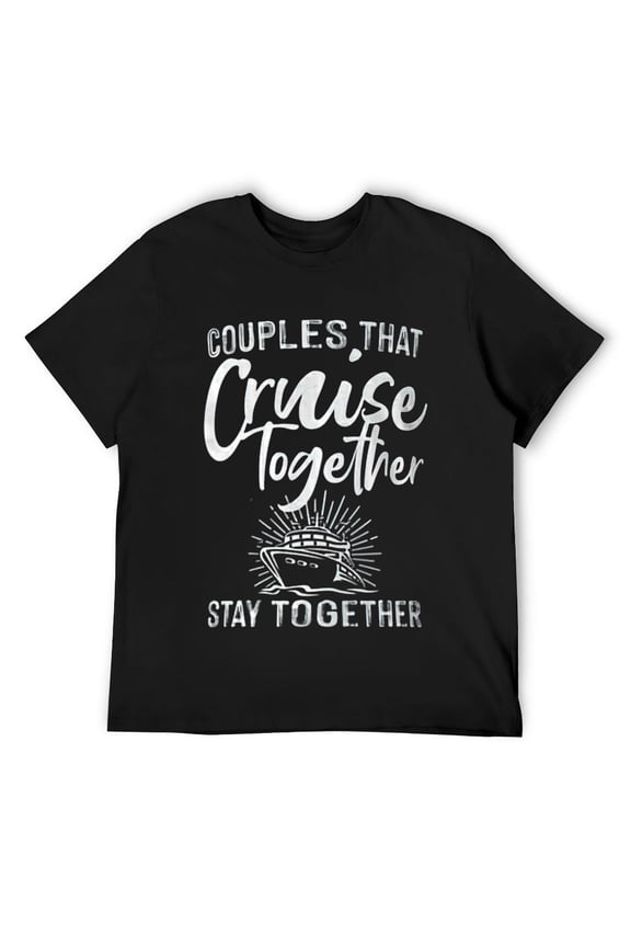 Funny Cruise Couple Cruising Design Men Women Husband Wife T-Shirt Black