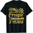 thumbnail image 1 of Funny Cruising Through 5 Years 5th Anniversary Cruise Couple T-ShirtMen's and women's gift, black and white T-shirt, size: Extra large S-4XL, 1 of 4