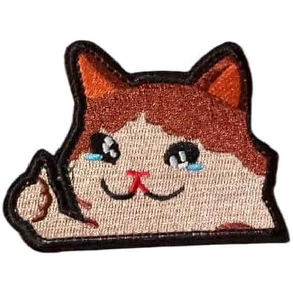 Funny Cry Cat Embroidered Patch: Cute meme morale/military-style, hook-and-loop. Fits tactical gear, clothing, bags, hats, dog harnesses.