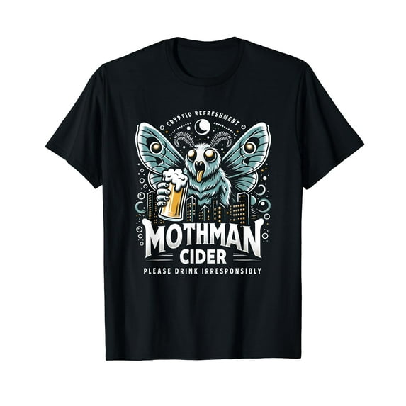 Funny Cryptid Beer Brand Parody Mothman Cider T-Shirt