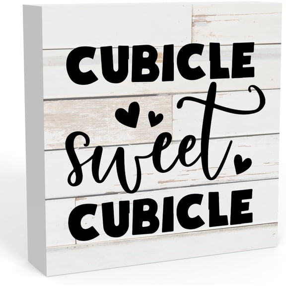 Funny Cubicle Sweet Cubicle Sign, Home Office Desk Decor For Men Women, Motivational Office Decorations Shelf Cubicle Table Decor Office Gifts For Coworkers 5x5 Inch