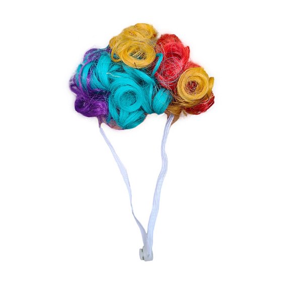 Funny Curly Pet Wig Adjustable Accessory for Dogs Cats Halloween Party Photo Props