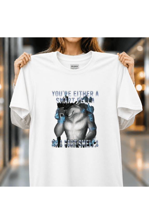 Funny Cursed Internet Meme Smart Fella Alpha Wolf Werewolf Unisex T-Shirt, S- 5XL