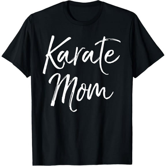 Funny Cursive Karate Mom Graphic for Women Short Sleeve Cotton T-Shirt