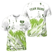 Funny Custom Name Pickleball Team White Green Dots Mens T-shirt S-5XL
