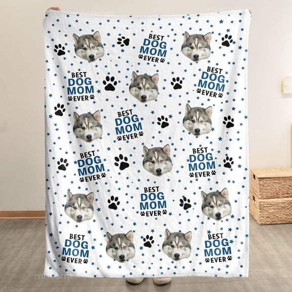 Funny Custom Pet Face Fleece Blanket – Personalized Dog Cat Parents Throw
