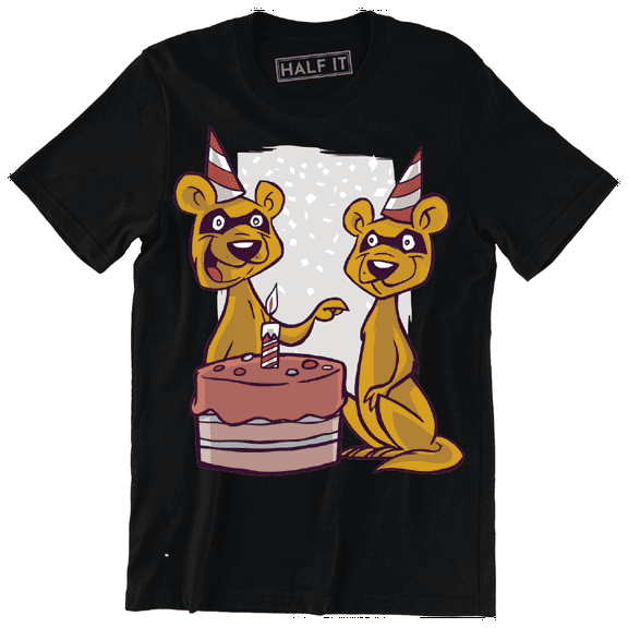 Funny Cute 2 Animals Celebrating First Birthday Short Sleeve Men's T-Shirt