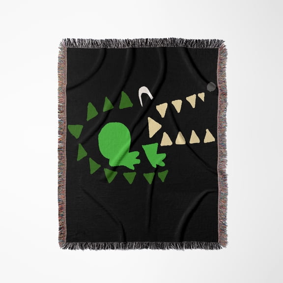 Funny Cute Alligator Picasso Style Abstract Art , Woven Blanket