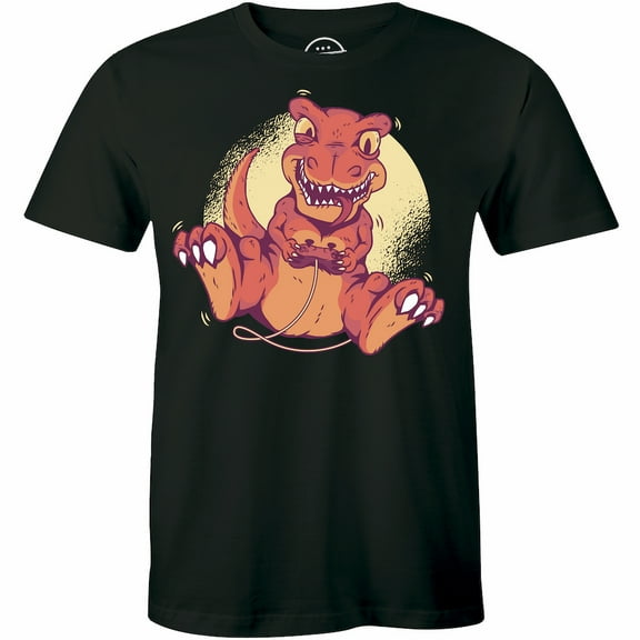 Funny Cute Baby Dinosaur Playing Old School Video Games Printed Mens T-Shirt