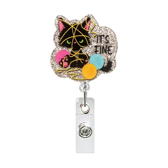 Funny And Cute Badge Reel With Clip Closure Cartoon Pattern Badge Funny Glitter Badge Reel Retractable For Doctors Teachers Students Workers Cartoon Pattern Badge Workplace Induction Graduation,H