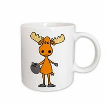 3drose, Funny Cute Big Headed Moose Bowling Sports Cartoon, 11oz Mug